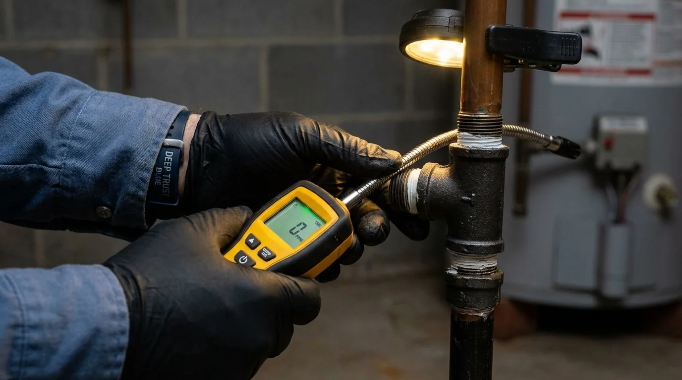 Gas leak detection with electronic sniffer by Johns Plumbing LLC in Stilwell