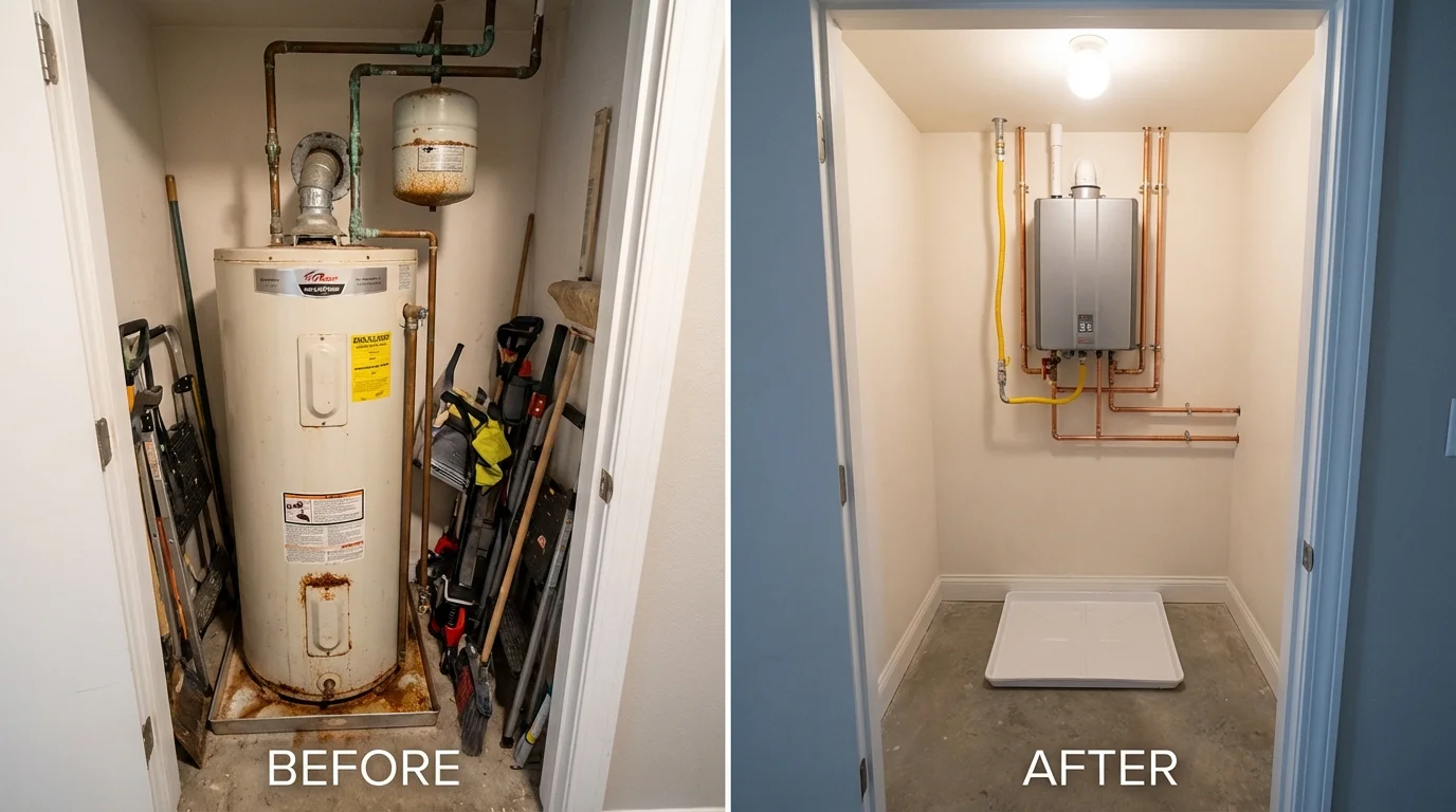 Tank water heater versus wall-mounted tankless unit comparison for Stilwell, OK homeowners