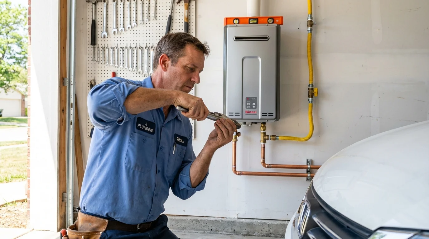 Tankless water heater installation by a Johns Plumbing LLC plumber in Stilwell